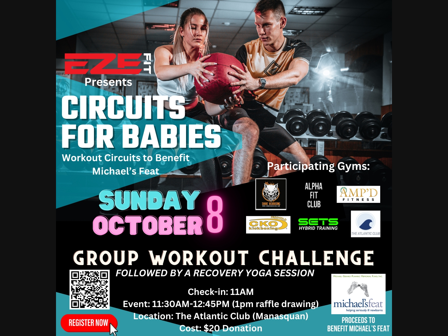Social media promotion for Eze Fit Circuit For Babies fundraiser